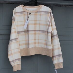 NWT Thread and Supply (Dry Goods) Large Fleece Plaid Crewneck
